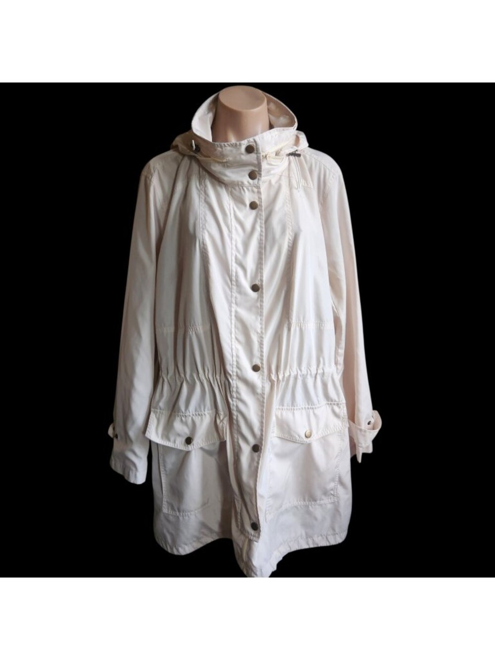 Vintage Joan Rivers Beige Windbreaker Coat Hooded Plus Size 1X
